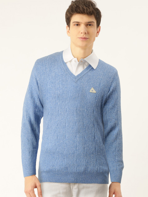 

Monte Carlo Men Blue Self Design Woollen Pullover