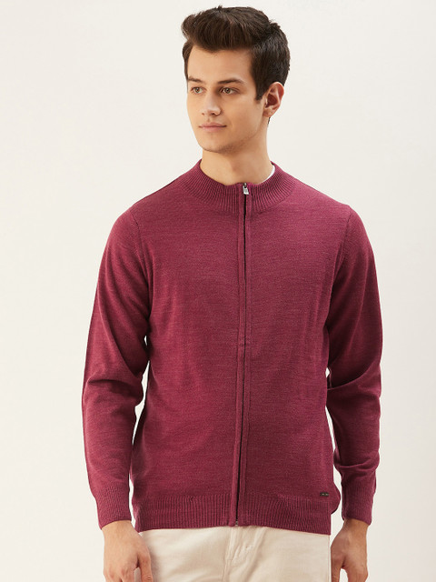 

Monte Carlo Men Magenta Solid Cardigan