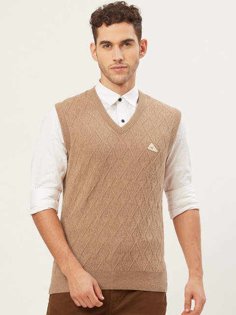 

Monte Carlo Men Beige Self Design Sweater Vest