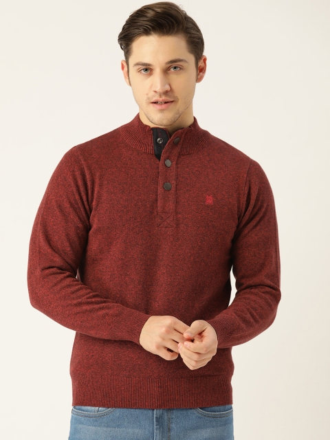 

Monte Carlo Men Maroon Compact Cotton Self Design Pullover Sweater