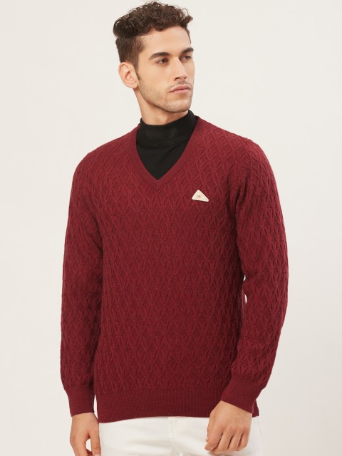 

Monte Carlo Men Maroon Self Design Pullover