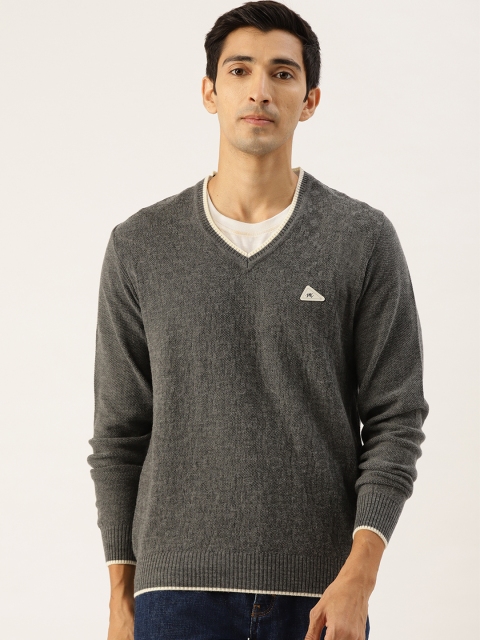 

Monte Carlo Men Charcoal Grey Self Design Pullover