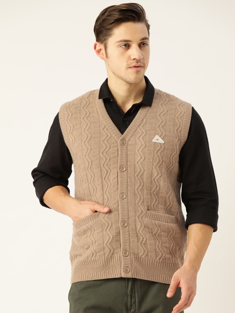 

Monte Carlo Men Beige Self Design Cardigan Sweater