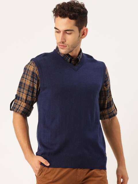 

Monte Carlo Men Navy Blue Solid Sweater Vest