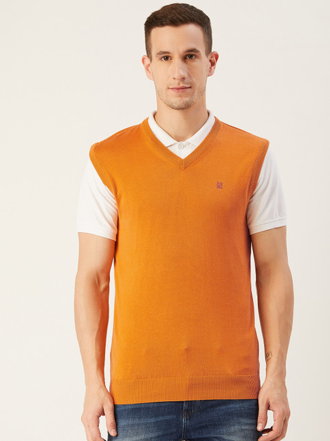 

Monte Carlo Men Orange Solid Sweater Vest