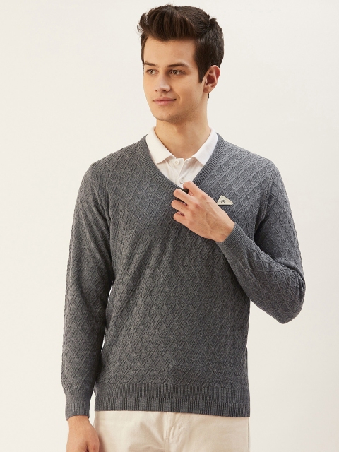 

Monte Carlo Men Charcoal Grey Self Design Pullover