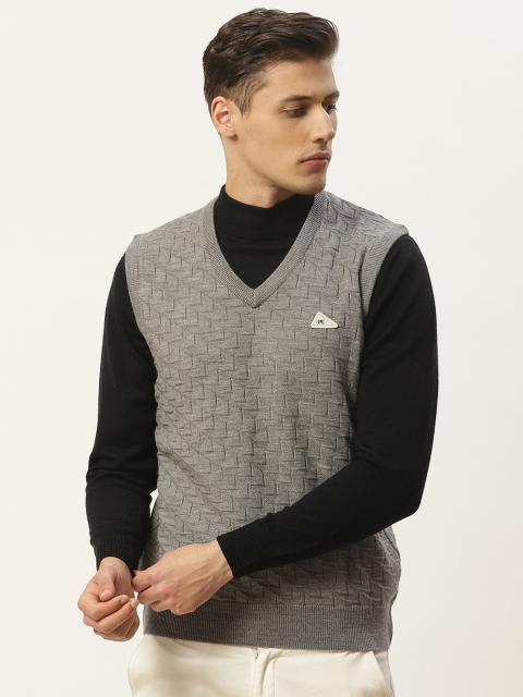 

Monte Carlo Men Grey Self Design Sweater Vest