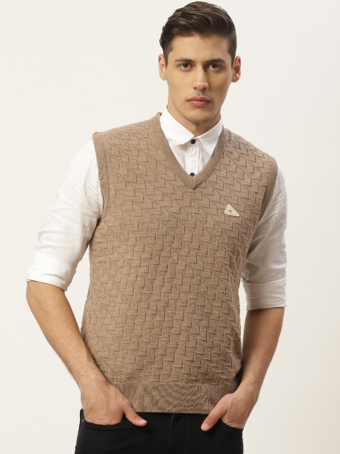 

Monte Carlo Men Brown Self Design Sweater Vest Sweater
