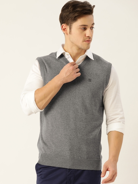 

Monte Carlo Men Charcoal Grey Compact Cotton Solid Sweater Vest