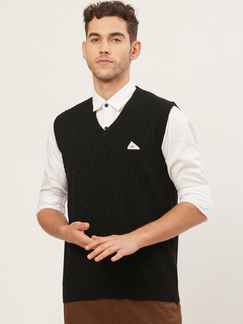 

Monte Carlo Men Black Self Design Sweater Vest Sweater