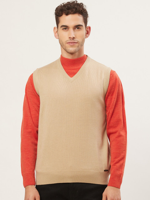 

Monte Carlo Men Beige Solid Sweater Vest