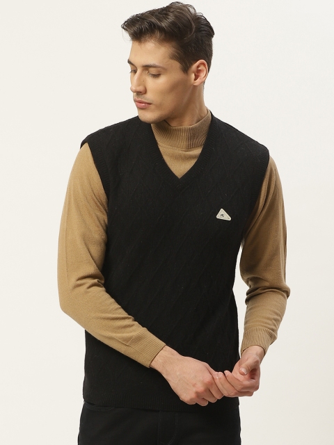 

Monte Carlo Men Black Self Design Sweater Vest