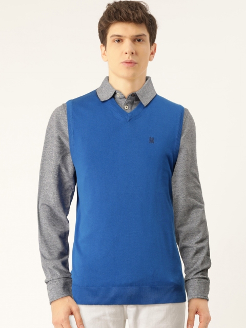 

Monte Carlo Men Blue Solid Sweater Vest
