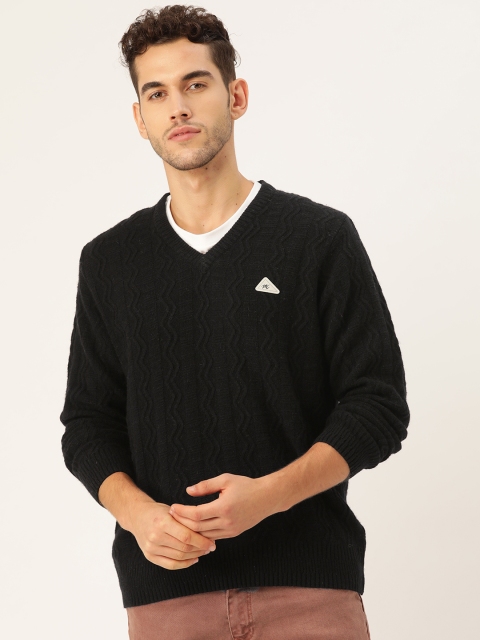 

Monte Carlo Men Black Self Design Pullover
