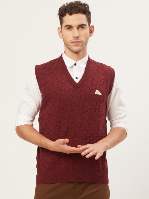 

Monte Carlo Men Maroon Self Design Sweater Vest Sweater