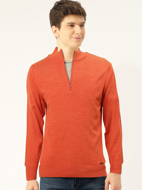 

Monte Carlo Men Coral Orange Solid Pullover Sweater