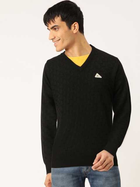 

Monte Carlo Men Black Self Design Pullover Sweater