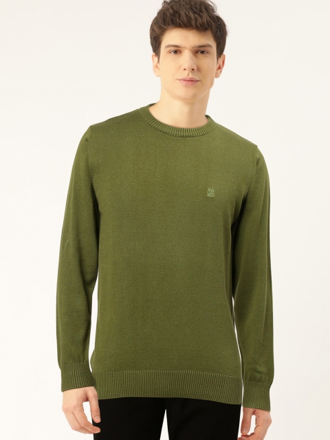 

Monte Carlo Men Olive Green Solid Pullover Sweater