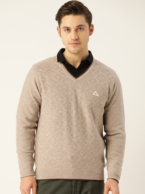 

Monte Carlo Men Beige Self Design Pullover