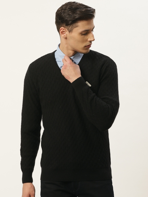 

Monte Carlo Men Black Self Design Pullover