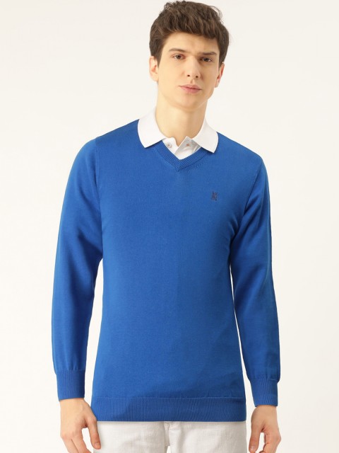 

Monte Carlo Men Blue Solid Pullover Sweater