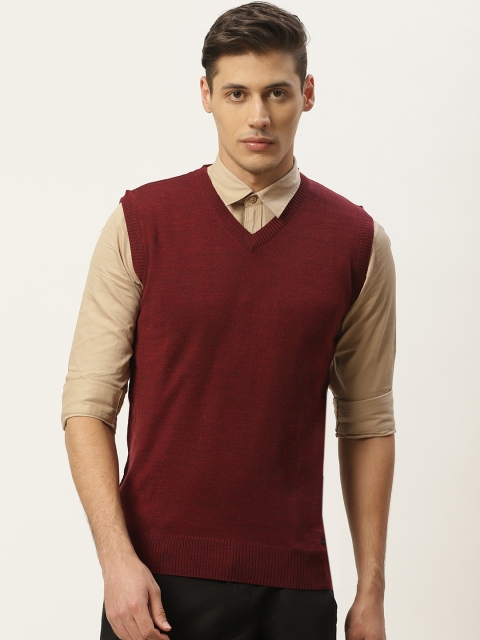 

Monte Carlo Men Maroon Solid Sweater Vest