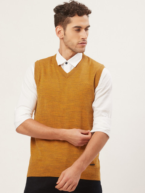 

Monte Carlo Men Mustard Yellow Solid Sweater Vest