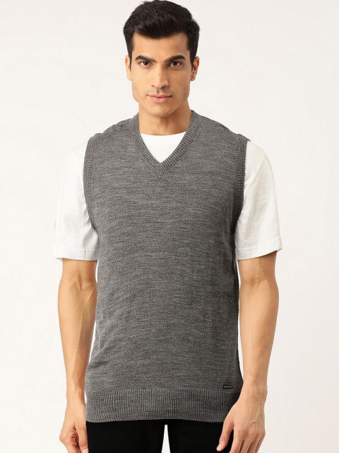 

Monte Carlo Men Grey Melange Solid Sweater Vest
