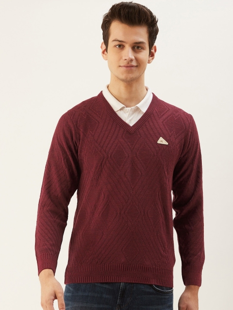 

Monte Carlo Men Maroon Self Design Pullover