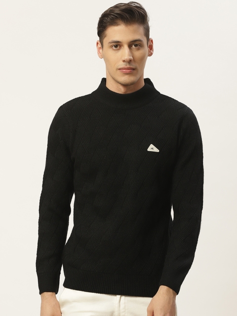 

Monte Carlo Men Black Self Design Pullover Sweater