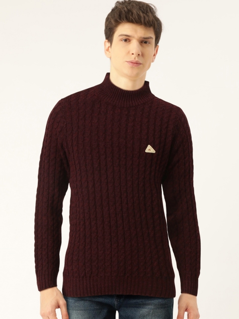 

Monte Carlo Men Burgundy Cable-Knit Pullover Sweater