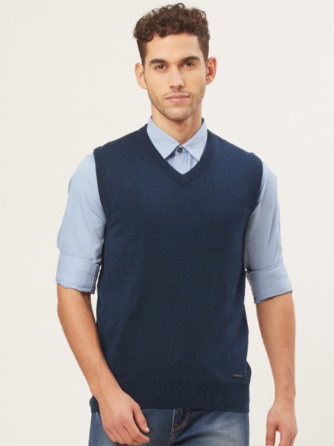 

Monte Carlo Men Navy Blue Solid Sweater Vest
