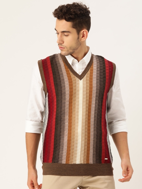 

Monte Carlo Men Multicoloured Self Design Sweater Vest, Multi