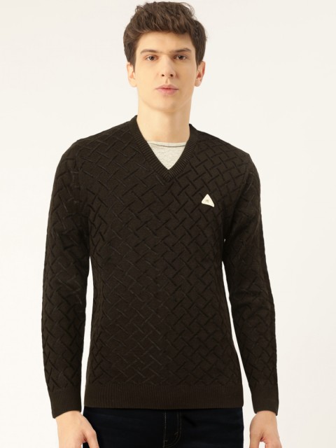 

Monte Carlo Men Coffee Brown & Black Checked Pullover Sweater