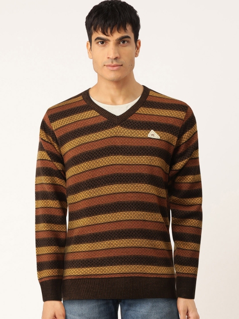 

Monte Carlo Men Brown & Mustard Yellow Striped Pullover Sweater