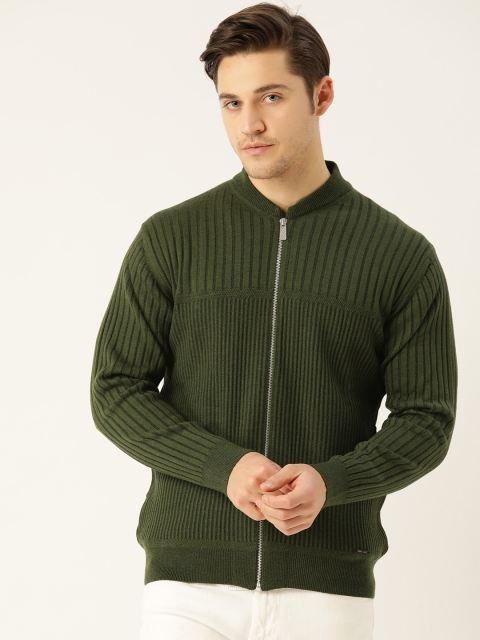 

Monte Carlo Men Olive Green Ribbed Pullover