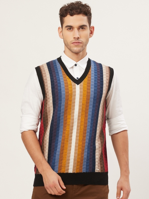 

Monte Carlo Men Multicoloured Self Striped Sweater Vest, Multi