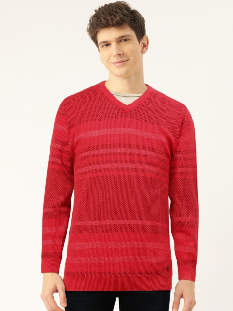 

Monte Carlo Men Red Striped Pullover Sweater