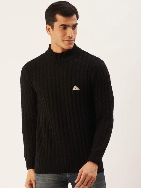 

Monte Carlo Men Black Self Design Pullover Sweater