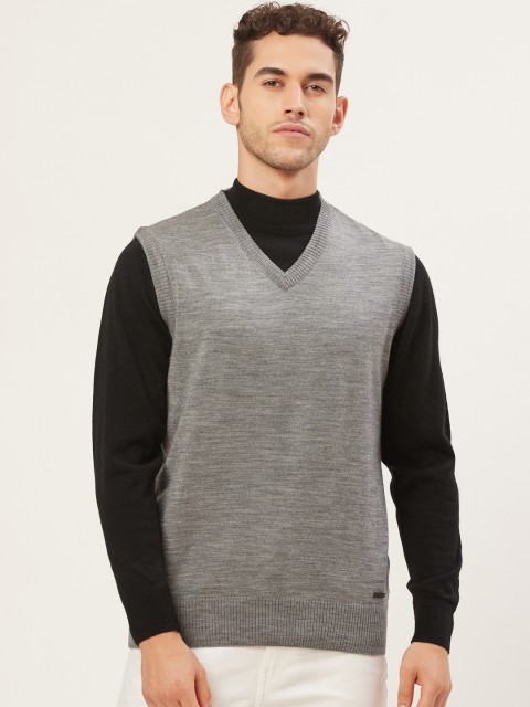 

Monte Carlo Men Grey Solid Sweater Vest