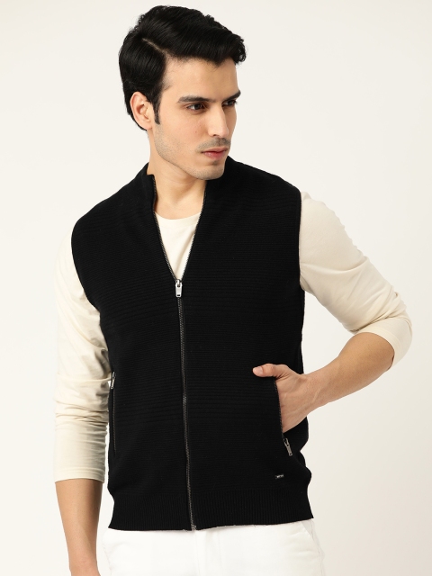 

Monte Carlo Men Navy Blue Ribbed Cardigan Sweater