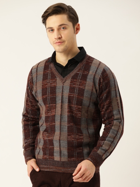 

Monte Carlo Men Burgundy Self Design Winter Pullover Sweater