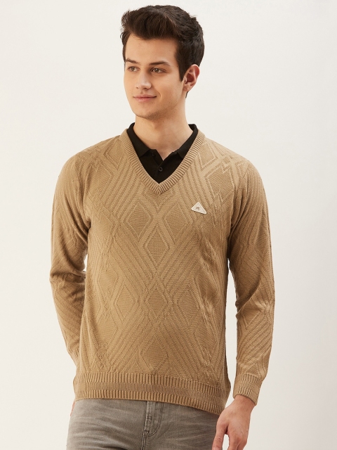 

Monte Carlo Men Beige Self Design Pullover Sweater