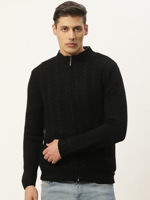 

Monte Carlo Men Black Cable Knit Front-Open Sweater