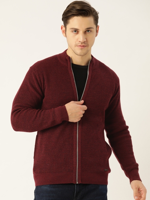

Monte Carlo Men Maroon Solid Cardigan