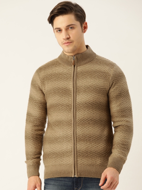 

Monte Carlo Men Brown Self Design Cardigan