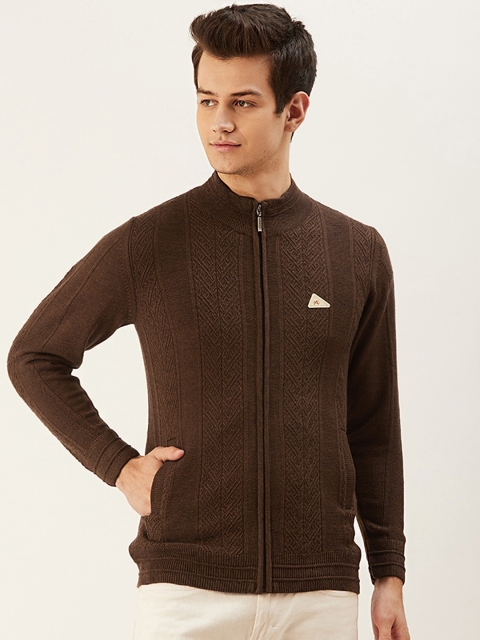 

Monte Carlo Men Brown Self Design Cardigan