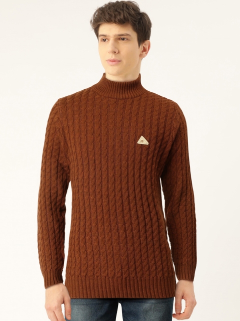 

Monte Carlo Men Rust Brown Cable-Knit Pullover Sweater