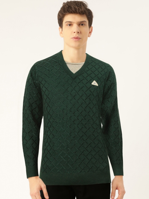 

Monte Carlo Men Green Self Design Pullover Sweater