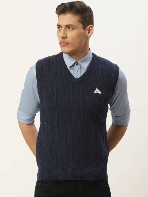 

Monte Carlo Men Navy Blue Self Design Sweater Vest